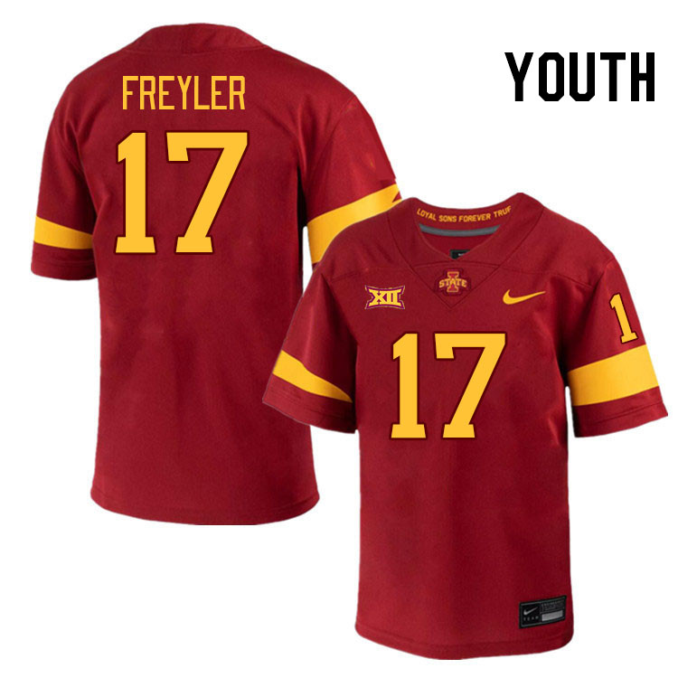 Youth #17 Beau Freyler Iowa State Cyclones College Football Jerseys Stitched-Cardinal